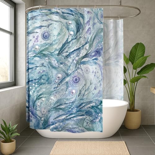 Rideau de douche pour baignoire rideau lavable grand format bleu - 4