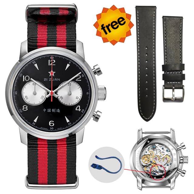 WatchAE - 42mm Big Dial Seagull 1963 Chronograph Watches Men ST1901 Movement 3D Sapphire Mirror Aviation Mechanical Wristwatches