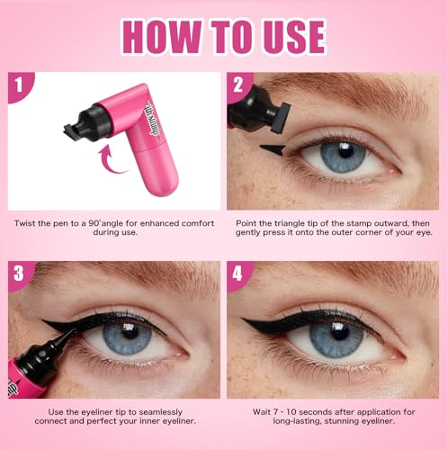 Rotatable Eyeliner Stamp,Long Lasting Eyeliner Stamp and Pencil Set for Precise Eye Makeup miniatura 4