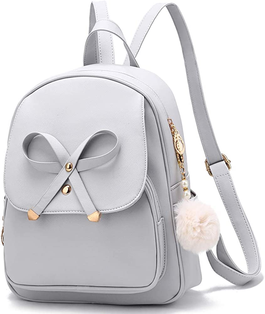 Alice Girls Bowknot Fashion Backpack Cute Leather Standard Backpack Mini Standard Backpack Purse For Women Satchel School Bags Casual Travel Daypacks (Grey) (B0BJC311TD) Amazon Price History, Amazon Price Tracker