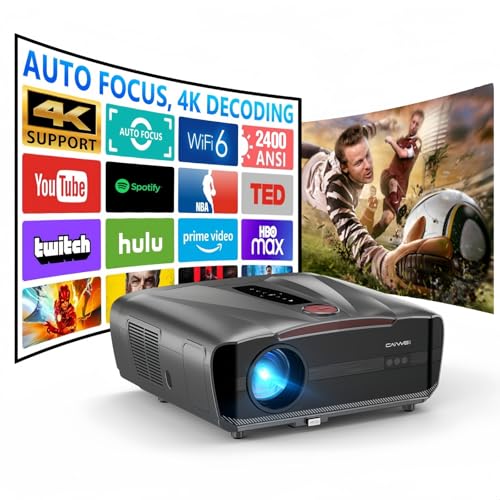 Image of Daylight Projector 2400ANSI Ultra HD 4K HDR10+ Daytime Smart Projector with 2026 Upgraded Auto Lens Cap Tof Autofocus HDMI eARC/CEC WiFi6 Bluetooth5.4 40W DB Audio for Home Theater Gaming Ceiling