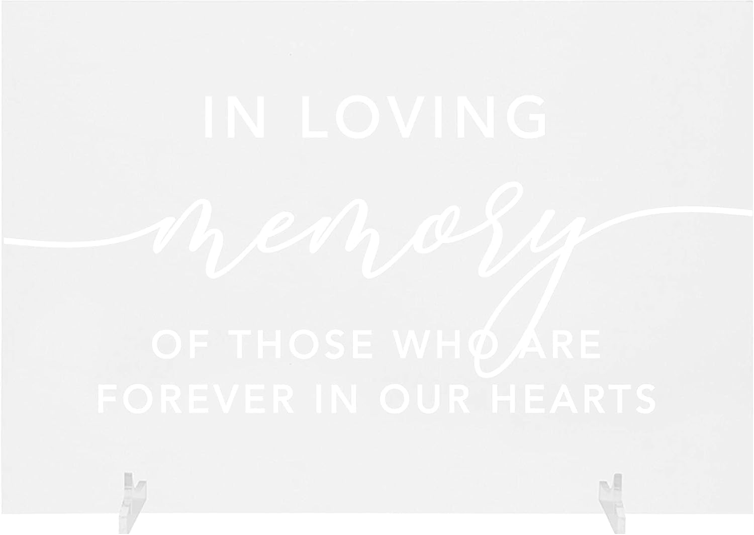 Andaz Press Scripted In Loving Memory In Honor Of Those Who Are Forever In Our Hearts Acrylic Sign, 7.5 x 11 Inch, Memorial Table Sign for Wedding, Bridal Shower, Engagement, Anniversary, Holiday