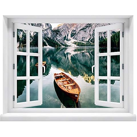 WallSpirit Mountain Lake Window Wall Sticker Cover