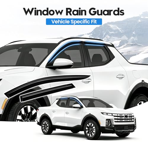 Image of Santa Cruz Rain Guards - Window Visors for Hyundai Santa Cruz 2022-2026, Out-Channel Side Window Rain Guards for Santa Cruz, 4PCS, Black, Car Accessories