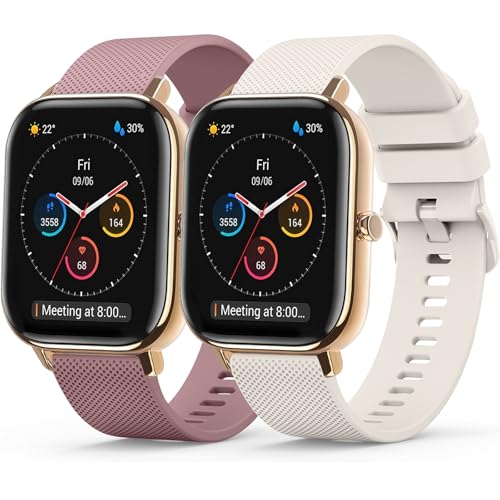 Vancle 2 Piezas Correa 20mm para Amazfit GTS/GTS 2/ GTS 2 Mini/GTS 3/ GTS 4/ GTS 4 Mini Mujer Hombre, Pulsera de Repuesto Suave Silicona Deportiva para Amazfit Bip 3/ Bip 3 Pro/Bip S/Bip U pro
