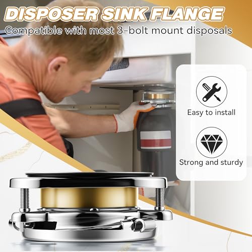 Image of Garbage Disposal Flange Kit, Fit 3 1 /2 inch Sink Drain Hole, Gold