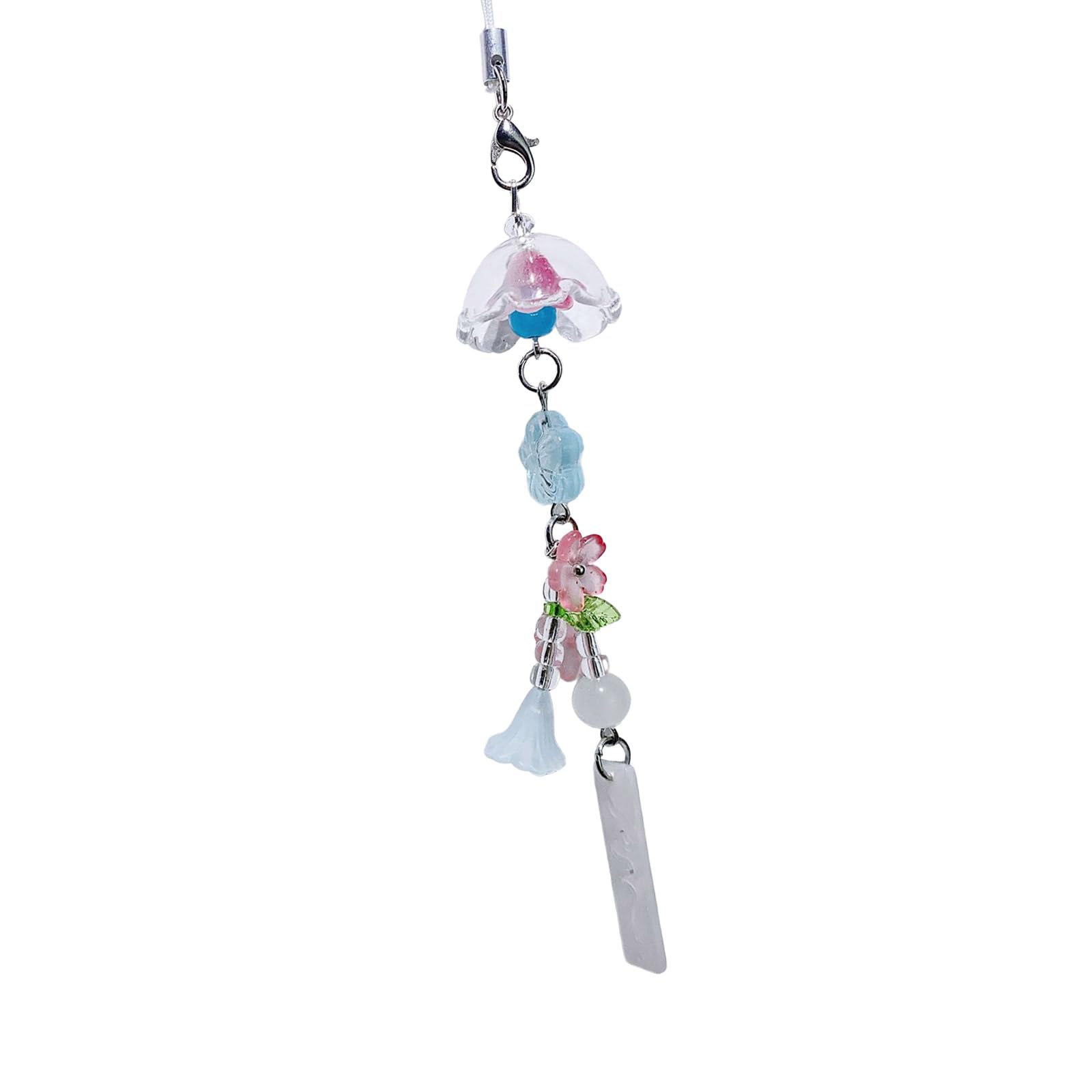 NEWFT Resin Jellyfish Charm Beaded Phone Lanyard Handmade Windchime Design Lightweight Versatile For Bag Camera