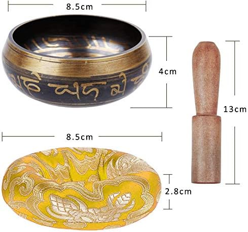 Tibetan Singing Bowl Set Small 8.5 cm with Chakra Bracelet & Clapper & Singing Bowl Cushion from Nepal Singing Bowl for Meditation School Yoga Relaxation - Image 4