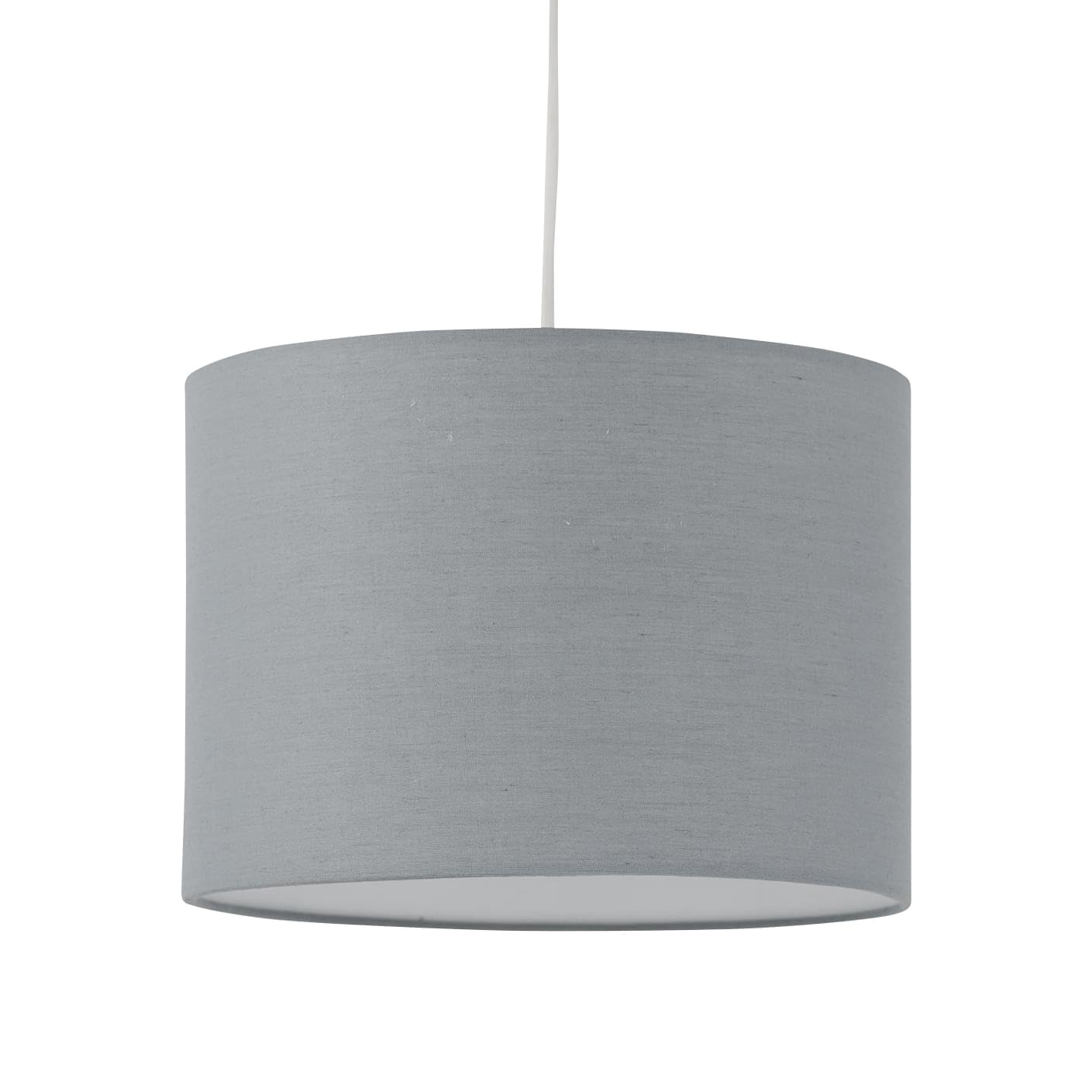 firstchoicelighting Grey Cotton Fabric Pendant Shade, Easy Fit Ceiling Lightshade, Modern Light Shade, Diameter 25cm