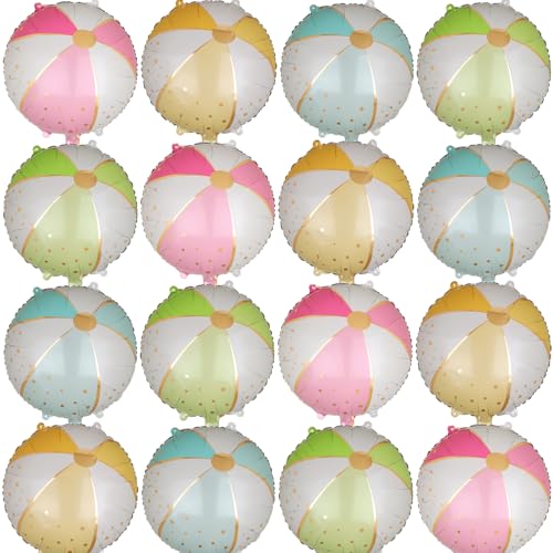 Image of Beach Balloons 18 Inch Mylar Beach Balloon Summer Swimming Hawaiian Luau Hawaii Beachs Pool Theme Birthday Party Decor Supplies 16 Pcs