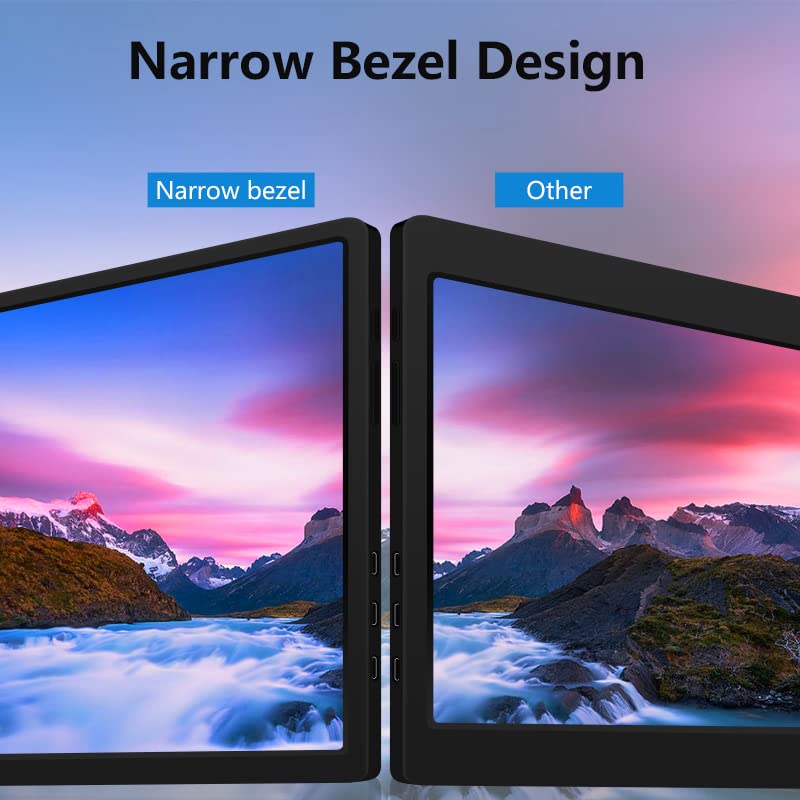 Image of Riitek 14 inch Full HD IPS 1080P Portable Monitor Screen Extender with USB A, Type-C, HDMI Cable, Carry Bag for 14 inch-17 inch Laptop, Mac, Switch, Xbox One, PS5 (Screen Size - 14 Inch, Grey)