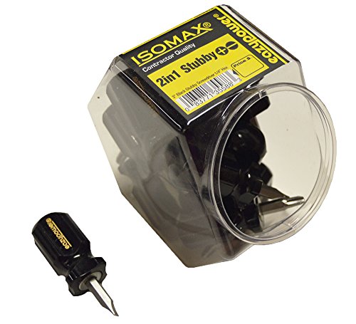 Image of Eazypower 00582 Tub of 15#2 Phillips /8-10 Slotted 3-Inch Stubby Handle Screwdriver, 3 inch, Black