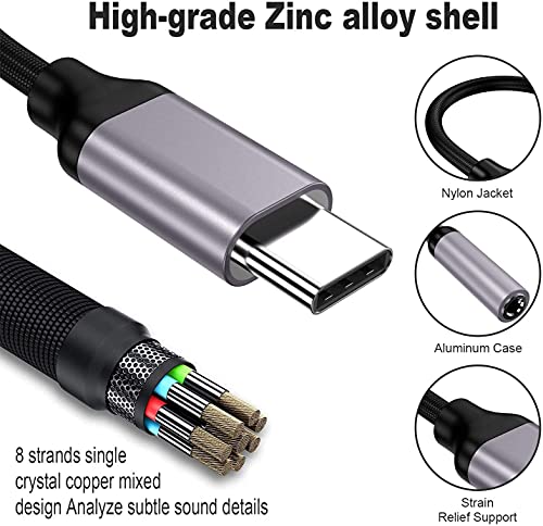 image for Paloxy USB Type C to 3.5mm Female Headphone Jack Adapter-2 pa'ck, USB 