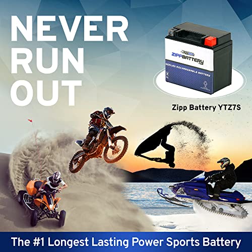 Zipp Battery Ytz7S Maintenance Free Replacement Battery For Atv, Scooter, Dirt Bike, And Motorcycle: 12 Volts, 6 Amps, Nut And Bolt (T3) Terminal #TOP7