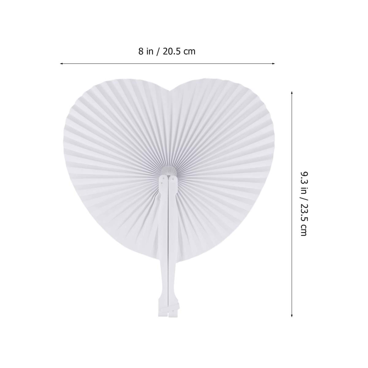 STOBOK 48 Stück weiße Papierfächer Hochzeitsfächer Herzform Malerei Faltfächer Griff für Hochzeit Feier Geburtstag Party Gastgeschenke