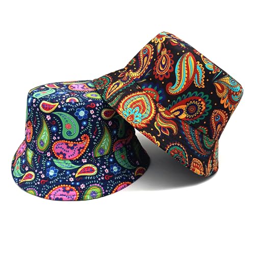 Image of Bucket Hat for Women Men,Travel Sun Beach Cap,Unisex Fishing Outdoor Boonie (Paisley Bohemia)
