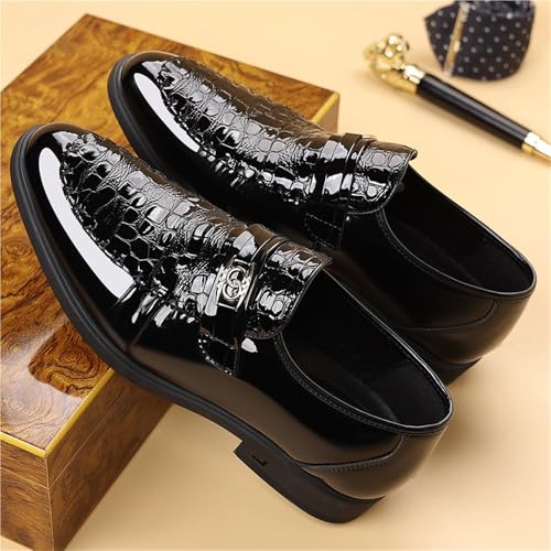 Men's Genuine Leather Slip On Loafers Shiny Dress Shoes for Business Casual Comfortable British Style Oxfords3