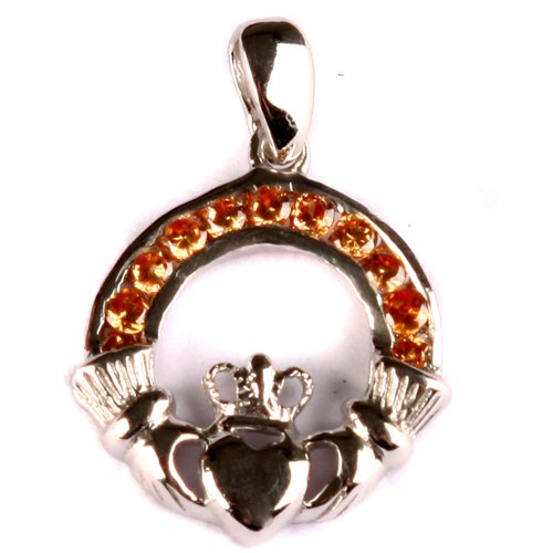 Pendentif Claddagh en argent sterling et pierre précieuse saphir