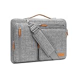 MOSISO 360 Protective Laptop Bag 17.3 inch, 17-17.3 inch Computer Shoulder Bag Compatible with Dell, HP, Lenovo, Asus, Acer, Alienware, Side Open Messenger Case &4 Zipper Pockets&Handle, Gray