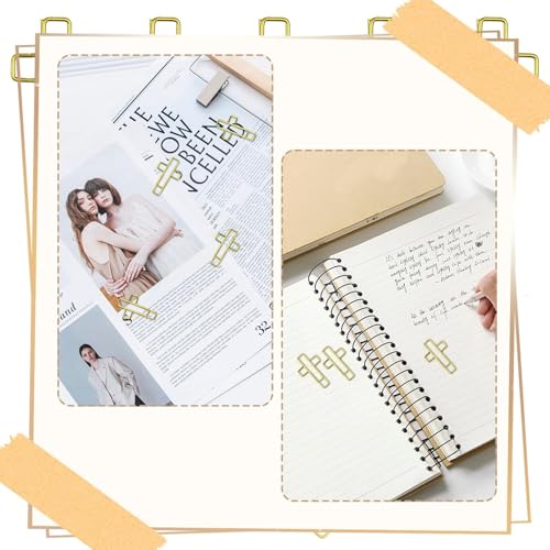 50 Stück Büroklammern mit goldenem Kreuz, Bibel-Büroklammern – vielseitiges Bibelstudienzubehör für das christliche Büro und Zuhause, auch ideal als Notizblock und Lesezeichen