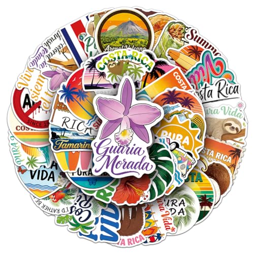 Costa Rica Pura Vida Stickers 50Pcs Waterproof Vinyl Decals