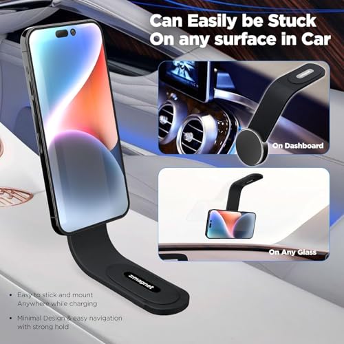 Image of Car Mount Wireless Charger Powerful Magnetic Hold Compatible with All iPhones, Android Flexible & Bendable Mobile Stand & Fast Charger