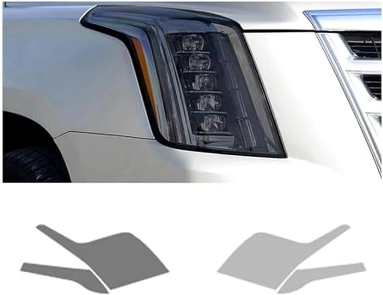 Car Headlight Protective Film Car Headlight Film for Cadillac for Escalade 2015-2020 2pcs Headlamp Transparent Black TPU Sticker
