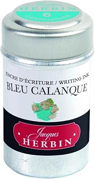 Herbin Writing Ink Cartridges - Bleu Calanque, Pot of 6