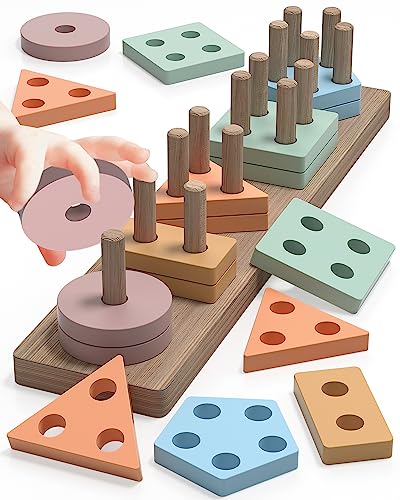 Image of Zartores Montessori Toys for 1 2 3 Year Old Boys Girls, Shape Sorter Wooden Toys for Toddlers 1-3, Toddler Toys Age 1-2, 1 2 3 Year Old Girl Boy Gifts, Preschool Toddler Puzzles