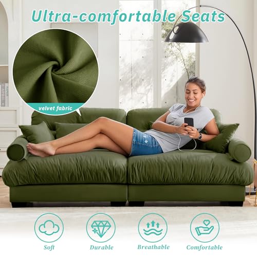Image of SoarFlash Sectional Sofas Couches for Living Room, L Shaped Couch Sofa Set, Small Couches for Small Spaces, Apartment with Movable Ottoman, Green