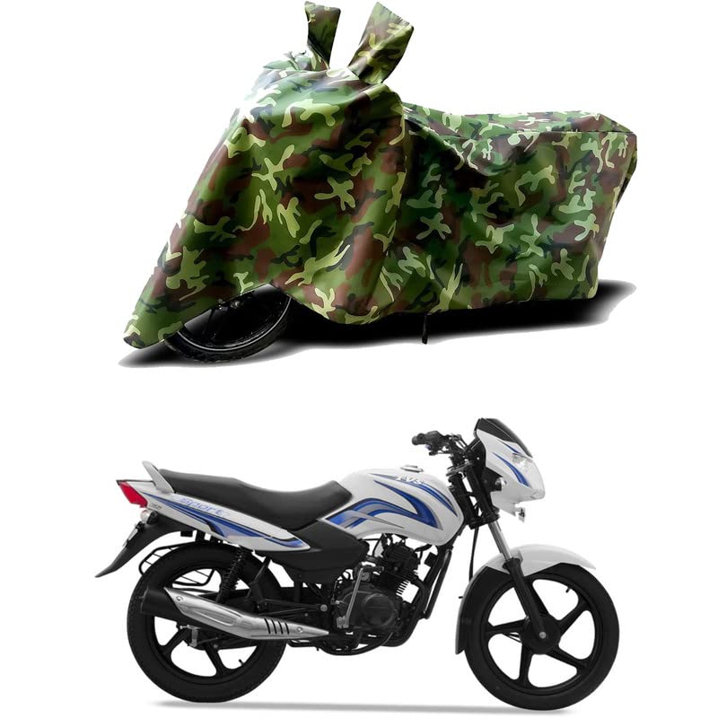 Image of 100% Water Resistant Bike Scooty Two Wheeler Body Cover Compatible for TVS Sport Kick Start /UV-Rays /Heat Protection /Birds Dropping /Scratchproof /Dust Proof /Waterproof /All Varient[Green MJ]