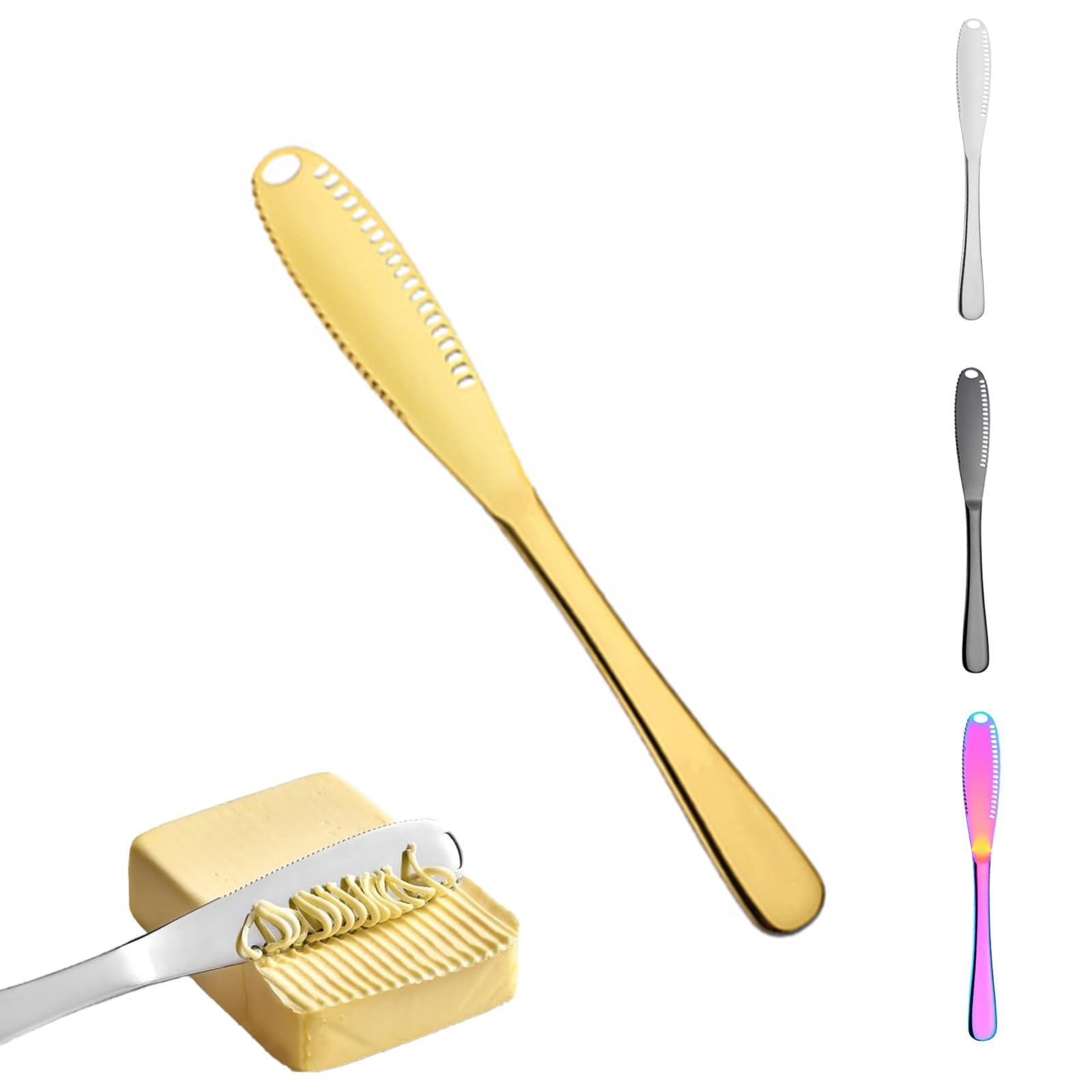 Amazon｜POEFSJ とろけるバターナイフ バターナイフ 穴あき 創造的な穴