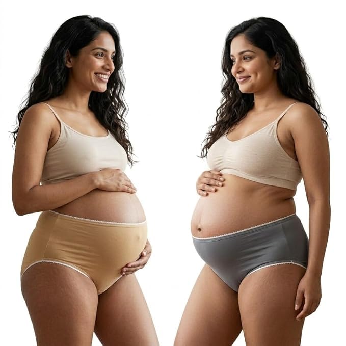 Maternity Briefs for Women Pack of 2 High Waist Over Belly Support Soft Stretch Full Coverage Comfortable Everyday Pregnancy Wear-image-6