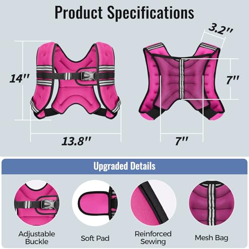 Image of Zeerun Weighted Vest, 6lb /8lb /10lb /12lb /15lb /18lb /20lb /24lb /30lb for Men Women, Reflective Stripe Adjustable Buckle, Comfortable Durable Rucking Vest for Walking Running Strength Training