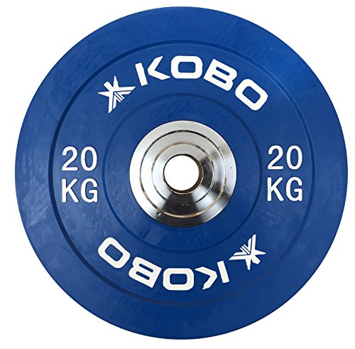Image of Kobo 5 Kg (51 mm) Bumper Plates Competition Level Olympic Barbell Bar Weight Plate with Machined Steel Collar Elite (Imported) - Sold in Pairs