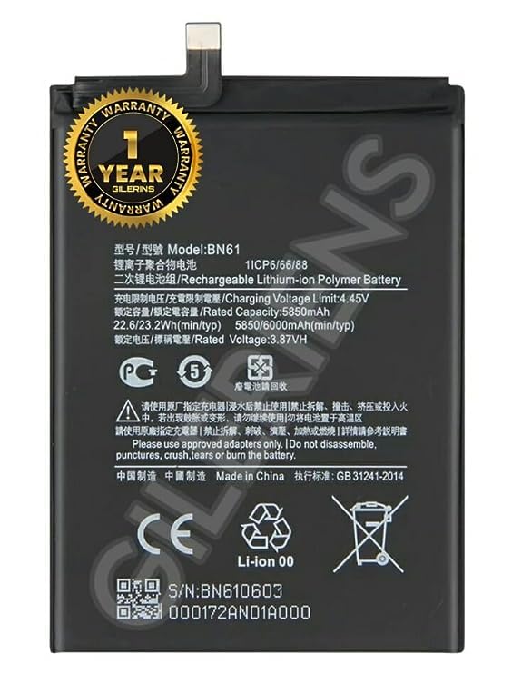 GILERINS® Original BN61 Battery for Xiaomi Poco X3 MZB07Z0IN Battery with 1 Year Warranty****(AA265)