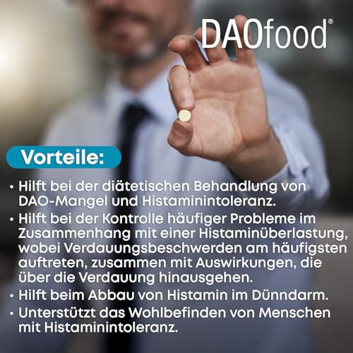 DR Healthcare - DAOfood - DAO-Enzym - Unterstützt das Gleichgewicht von Nahrungsmittelhistamin und DAO - Spender mit 60 magensaftresistenten DAO-Mini-Tabletten