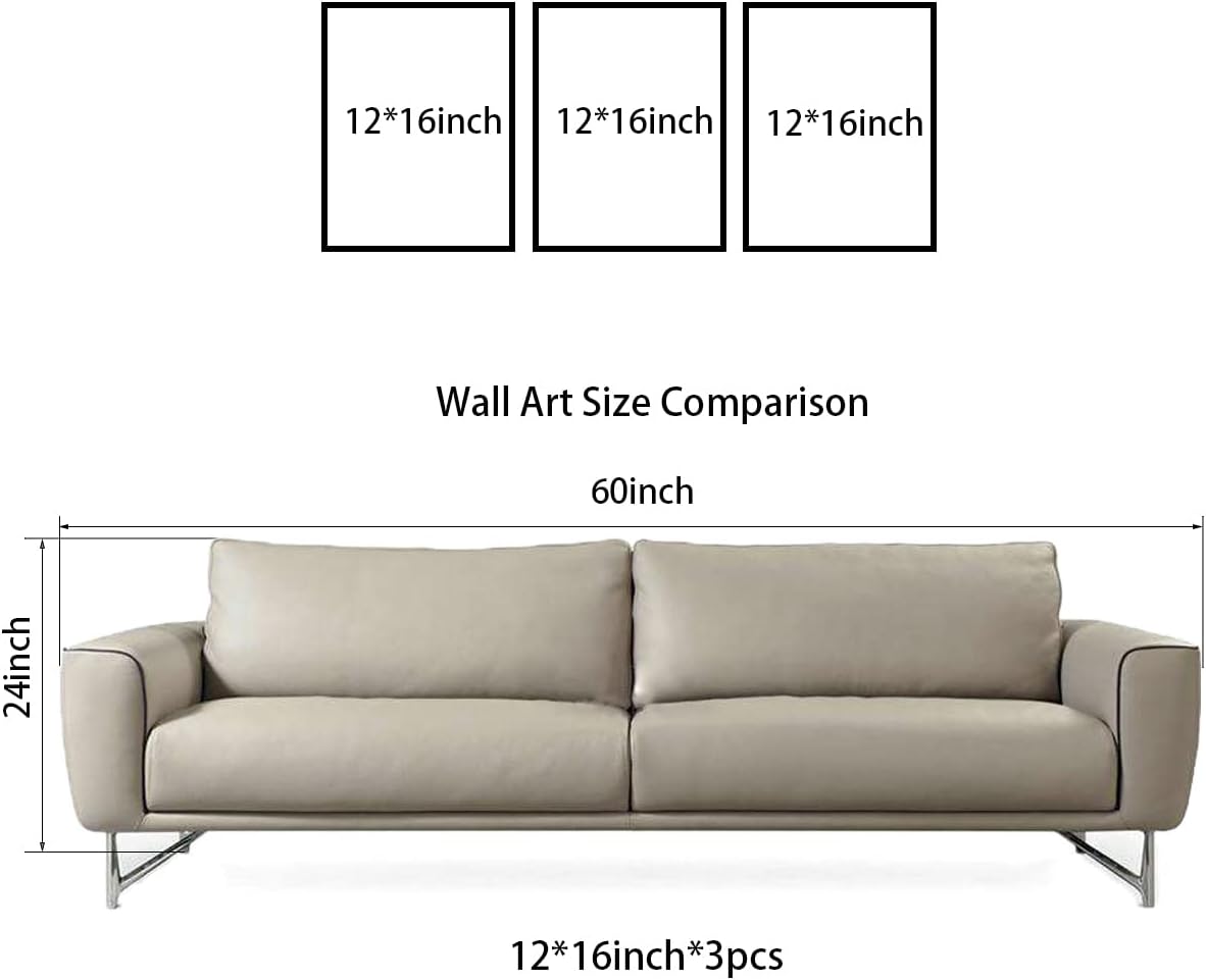 Boho Wall Art for Living Room 3 Piece, Modern Abstract Canvas Wall Art Landscape Sun Moon Mountains Wall Art Canvas Prints Pictures Paintings for Bedroom Home Office Wall Decorations (12"x16", framed)