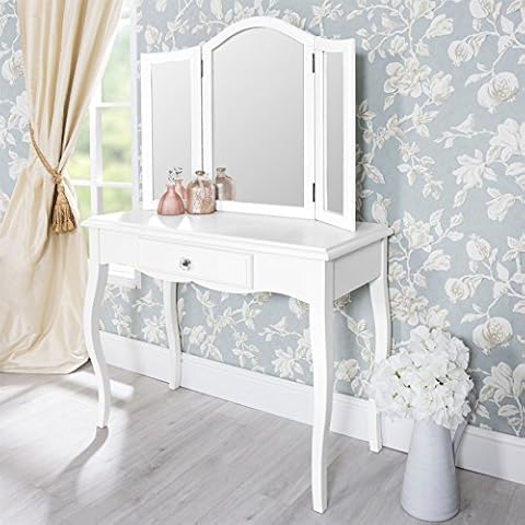 Romance True White Dressing Table with crystal handle. Stunning French Dressing Table (mirror not included) Cover