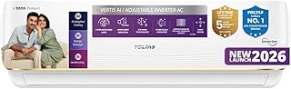 Voltas 1.5 ton 5 Star, New star rated, Inverter Split AC (Copper, Convertible 6-in-1 cooling modes, Ai Enabled, 4-way Swing, Sleep Mode, Auto Clean (185INV VERTIS AI ZEST GOLD, White)