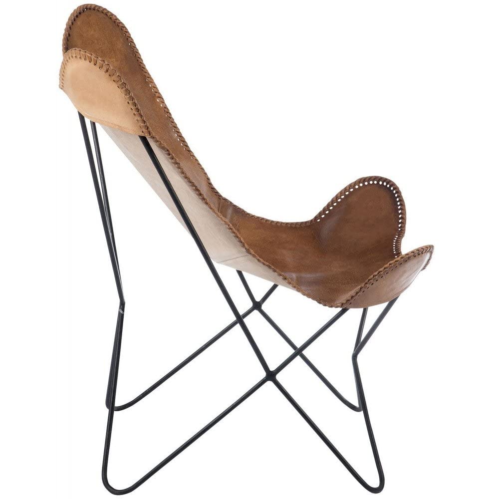 J-Line Chaise Lounge Cuir/Metal Cognac