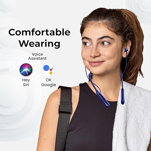 Image of GIZ MN231H Bluetooth Neckband with Magnetic Hall Switch Function | 40H Playtime | HD Voice | Extra Bass | Type-C Charging | Comfortable Fit | Voice Assistant | Magnetic Earpiece (Blue)
