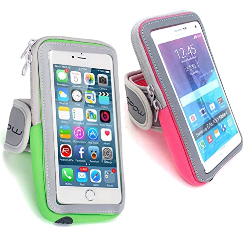 LENPOW 2 Pack Multifunctional Outdoor Sports Armband Sweatproof Running Armbag Casual Arm Package Bag Gym Fitness Cell Phone Bag Key Holder for iPhone 14 13 12 Max Pro Plus Samsung Galaxy Note S22 S21