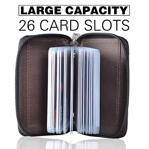 Easyoulife Genuine Leather Credit Card Holder Zipper Wallet With 26 Card Slots3