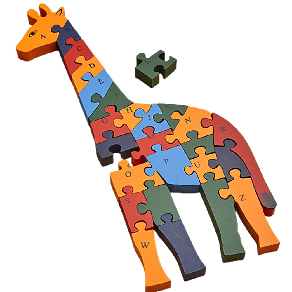 Paljji Handicrafts Wooden Giraffe Puzzle 2-Side’s with 26 Alphabets(a-z)&Numbers (1-26) for Kids to Learn Letters and Numbers - Multi Colour, Pack of 1 Qty (B0C38JD9D8) Amazon Price History, Amazon Price Tracker
