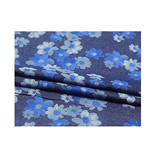 Tissu de Jeans en Jacquard de Fleurs de Coton Tissu Denim Lavé Matériel de Couture Textiles de Maison pour La Couture Des Pantalons Habillés Accessoires du...