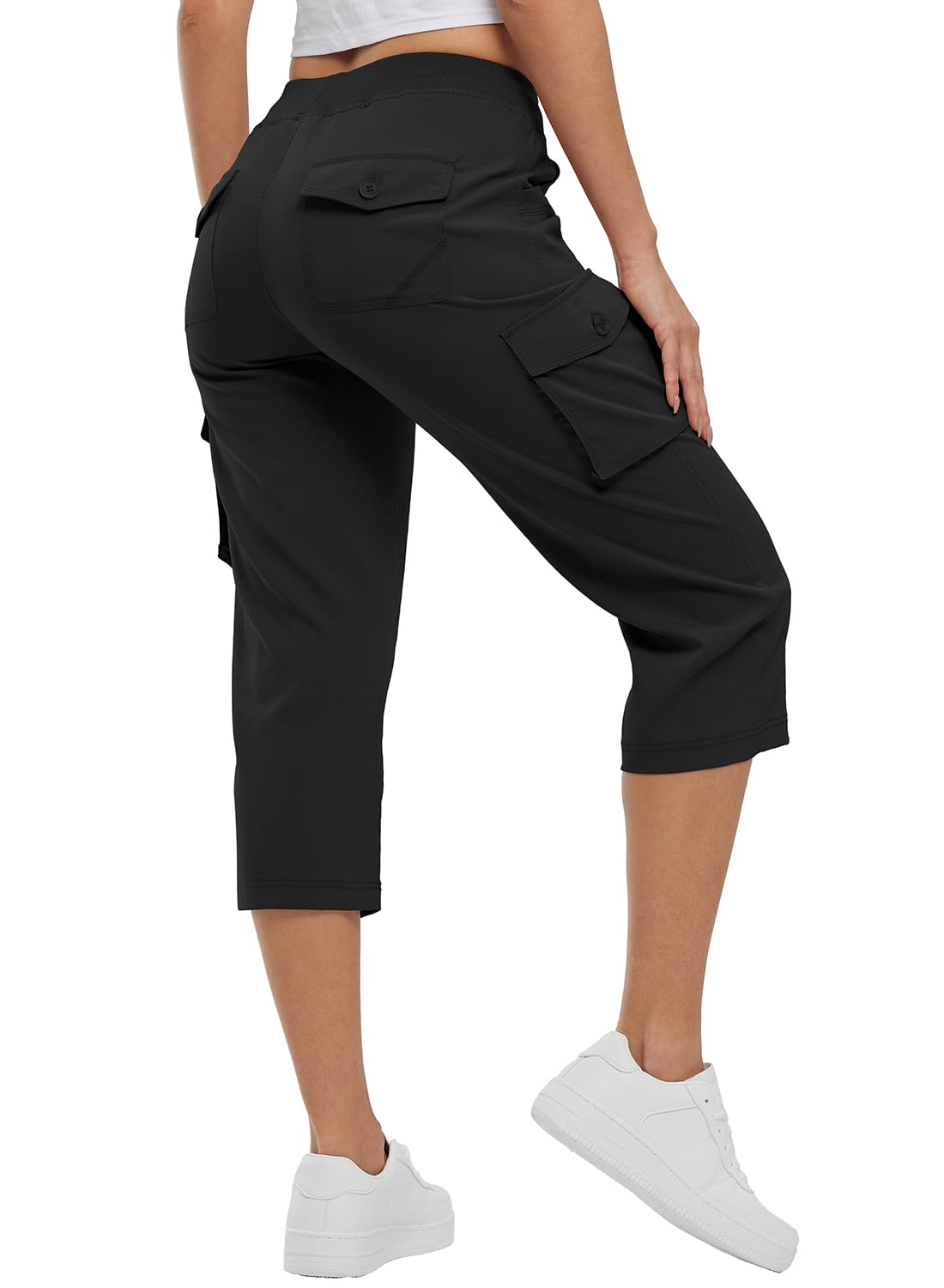 BGOWATU Women's Capris Lightweight Cargo Hiking Pants with 6 Pockets Quick Dry Outdoor Casual Loose Pants