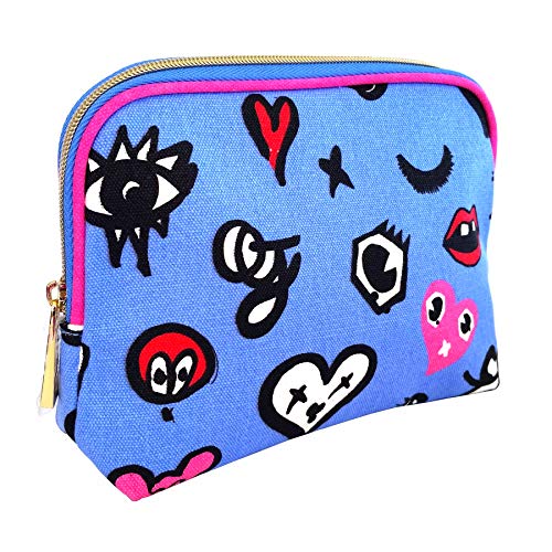 Estee Lauder Cosmetics Makeup Travel Bag (Quentin Jones x Estee Lauder â‰ˆ Blue Cartoon)
