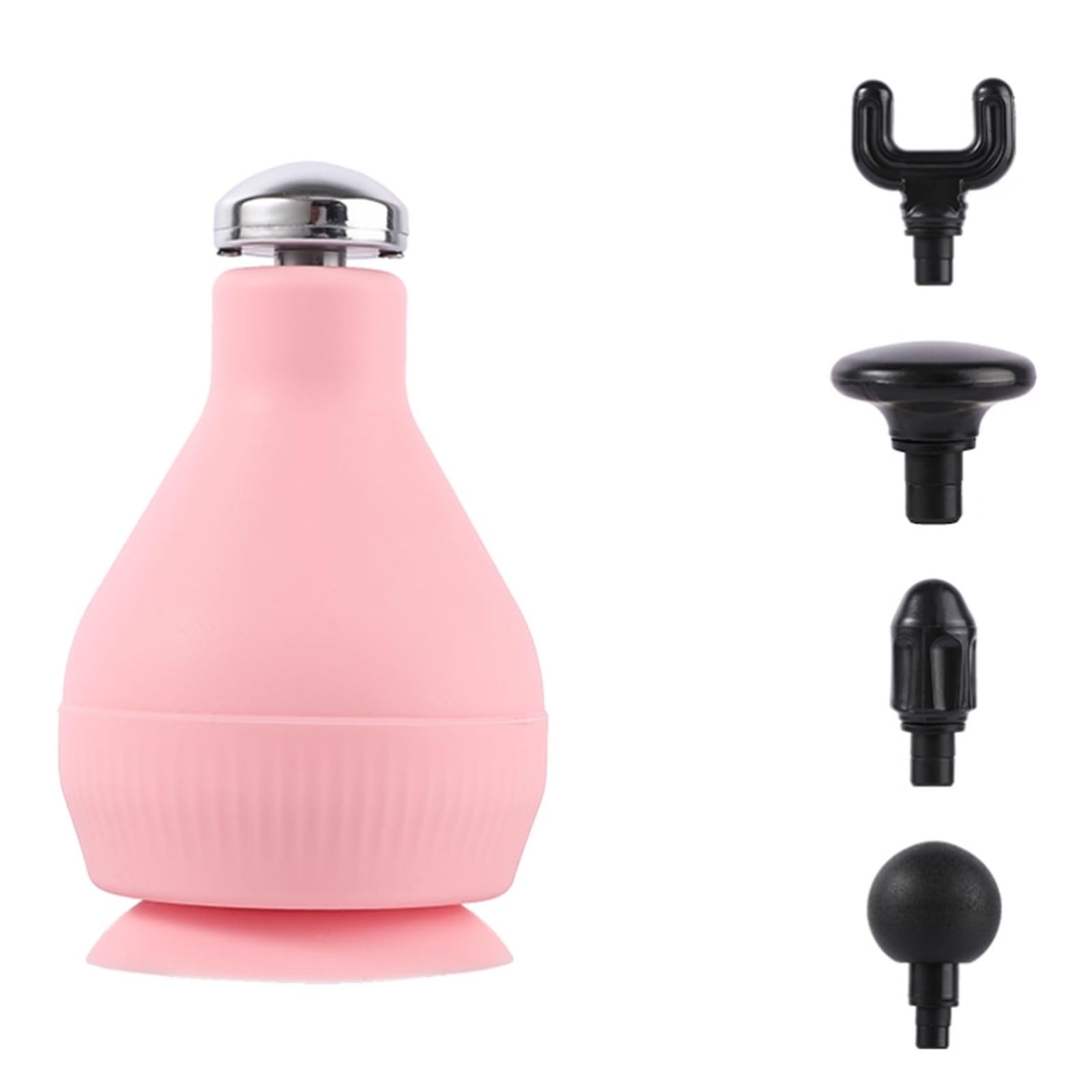 Portátil Pistola de masaje de plástico con 5 cabezales de masaje, masajeador de mano recargable con calor, masajeador de percusión de cuerpo completo poderoso(Pale Red)