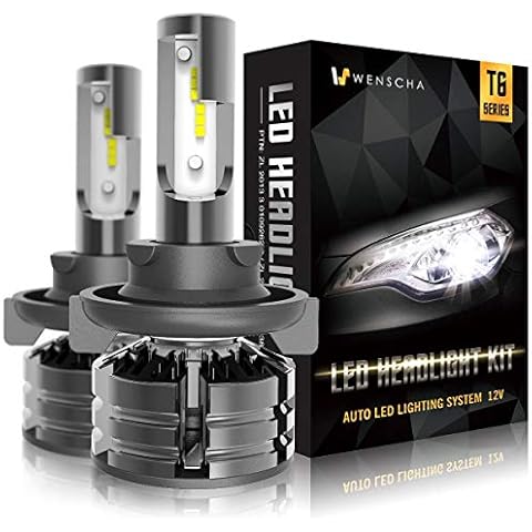 H13/9008 LED Headlight Bulbs, Wenscha Super Bright Hi/Low Beam Headlamp Conversion Kit with Fan, IP67 CANbus 6000K White - Pack of 2 Cover